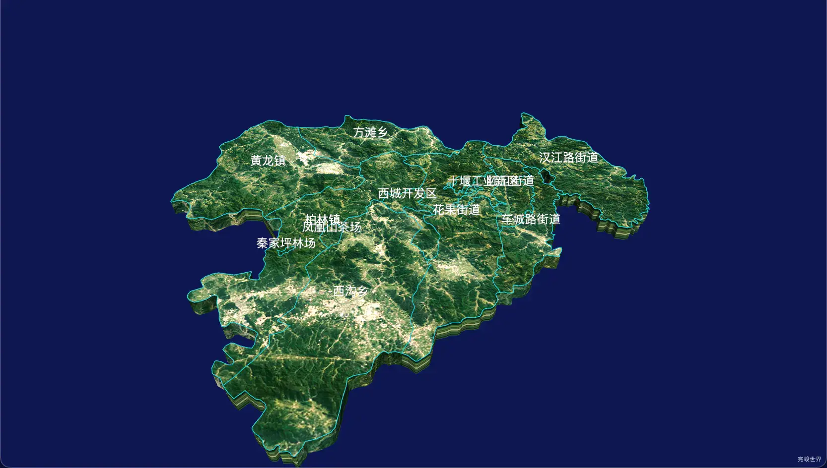 26 echarts 十堰市张湾区geoJson地图3d地图自定义贴图-绿色地面